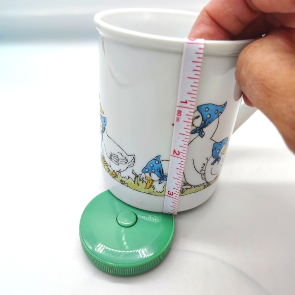 Vtg Blue Bonnet Duck Parade Coffee Mug 1985 County Blue Cottagecore Primitive - Picture 2 of 5